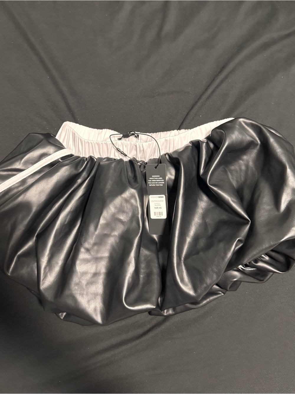 Fashion Nova Black Faux Leather Puff Mini Skirt